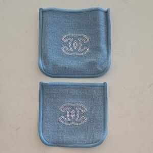 New CHANEL Blue Denim Pouches 2X  Different Sizes